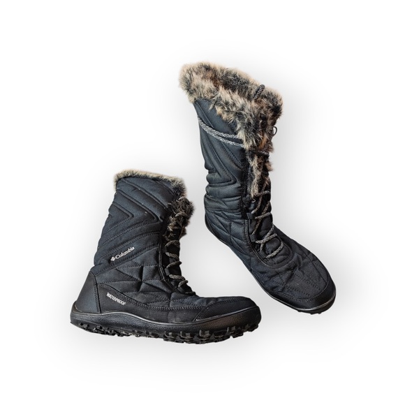 Columbia Minx/Heavenly Black Waterproof Winter Boots - Faux Fur Trim - Picture 4 of 7